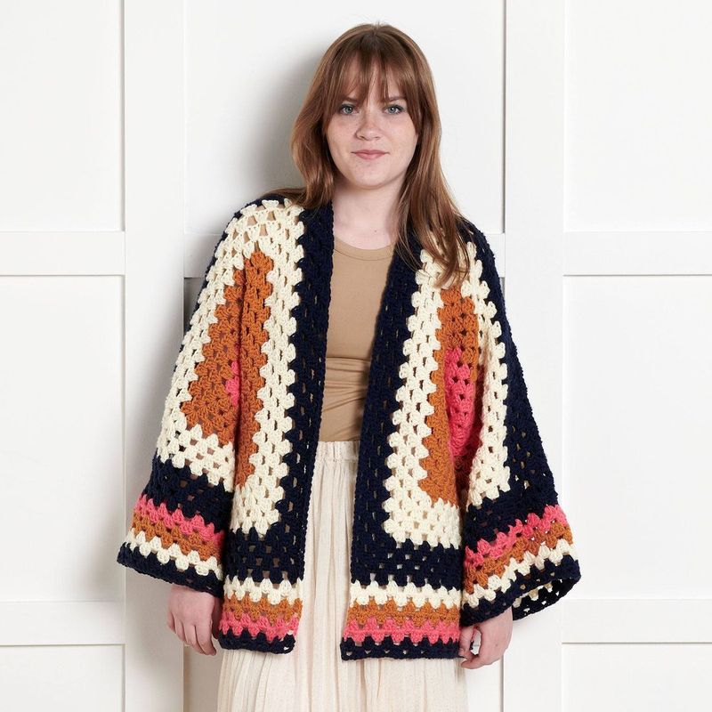 Both Sides Now Hexi-Cardi free crochet pattern by Bernat
