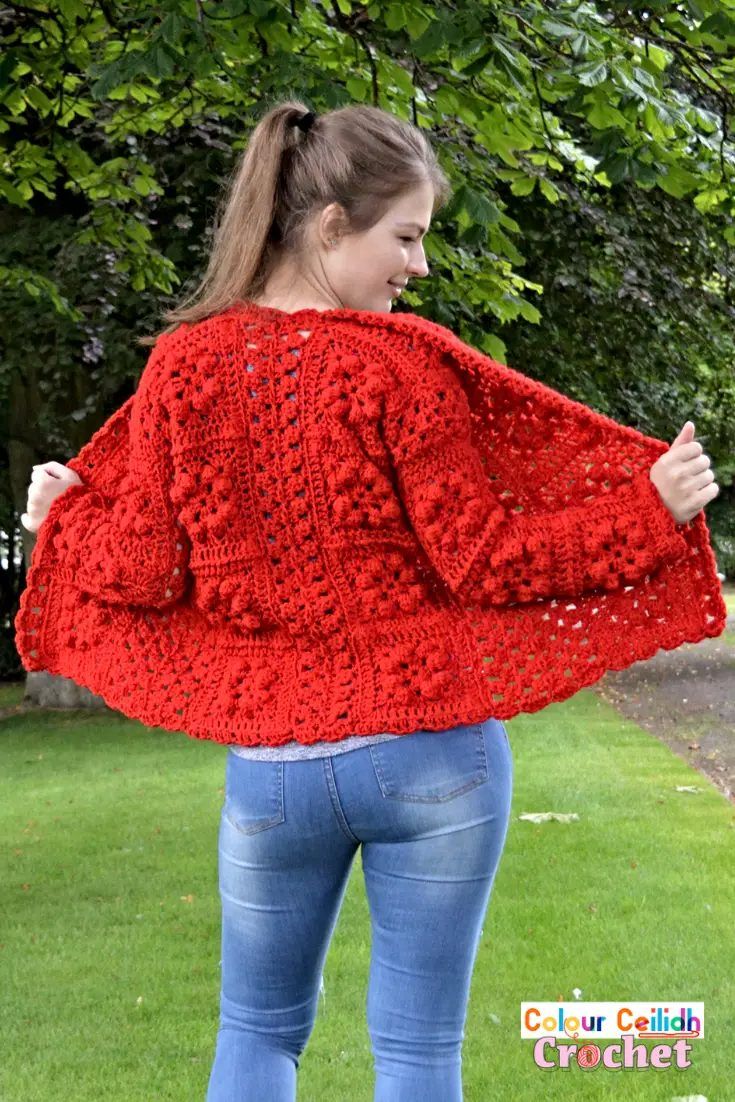 One Color Granny Square Cardigan free crochet pattern by Justina