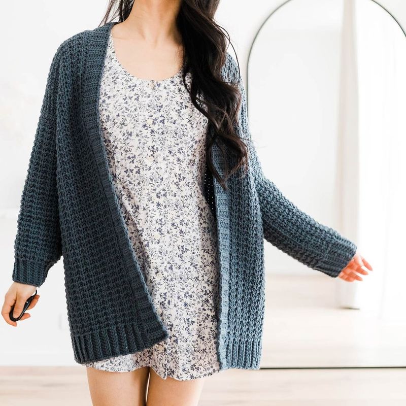 Midnight Waffle Cardigan free crochet pattern by Grace