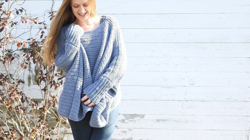 Easy Oversized Crochet Sweater (Ellie) free crochet pattern by Brianna Iaropoli