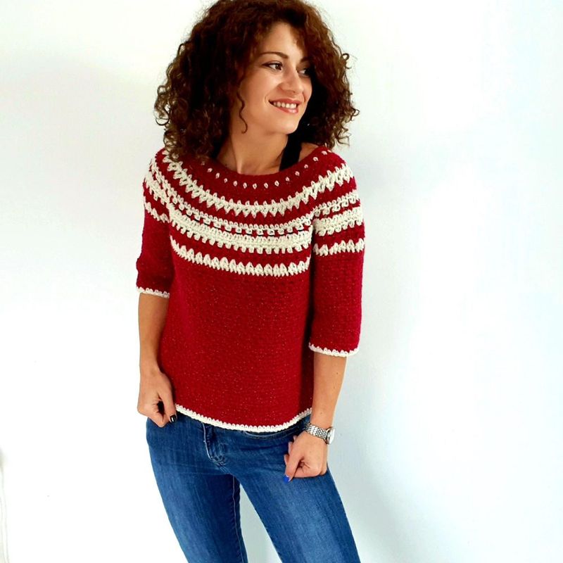 Holiday Sweater by ByKaterina for Hobbii free crochet pattern by Catalina Ungureanu – ByKaterina (Hobbii Design)