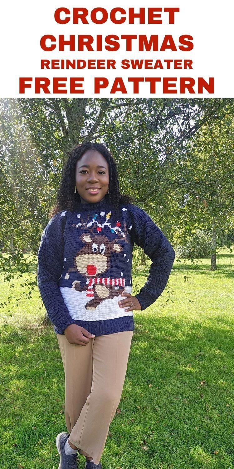 Festive Reindeer Christmas Sweater by Fosbas Designs free crochet pattern by Susanna