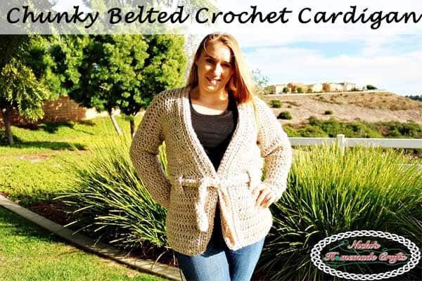 Chunky Belted Crochet Cardigan free crochet pattern by Nicole Riley