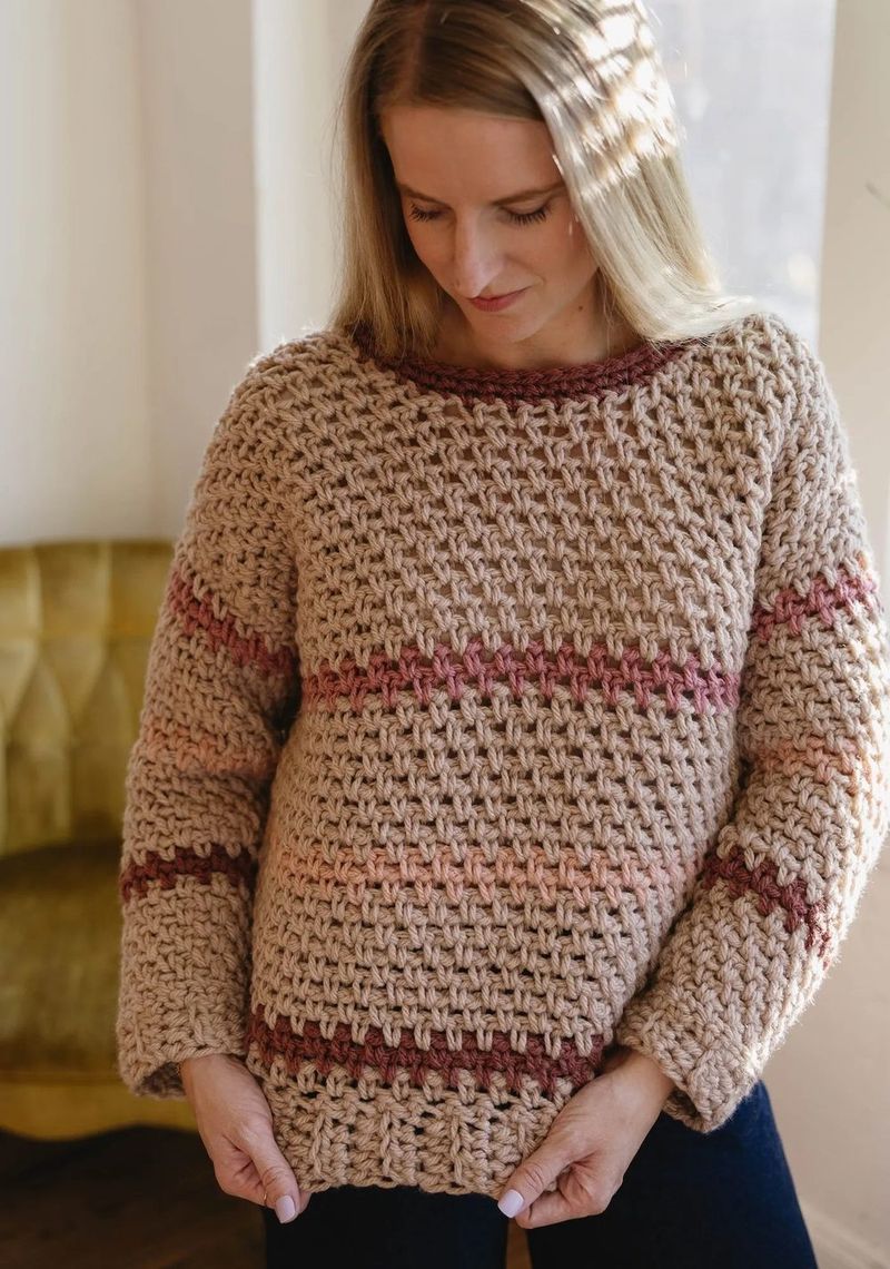Simple Stripes Sweater free crochet pattern by Rachel Alford
