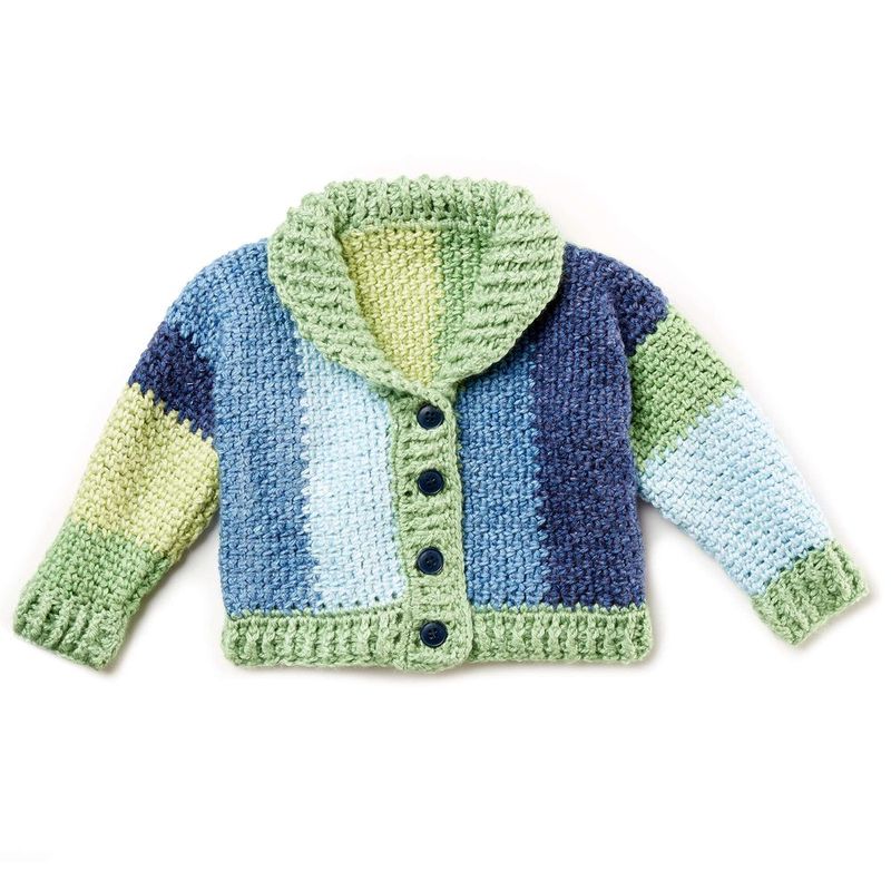 Shawl Collar Baby Cardigan free crochet pattern by Bernat