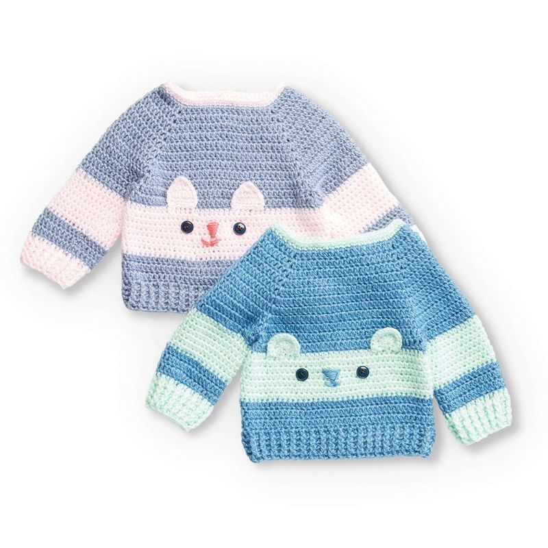 Character Sweaters (Kitty and Bear) free crochet pattern by Bernat