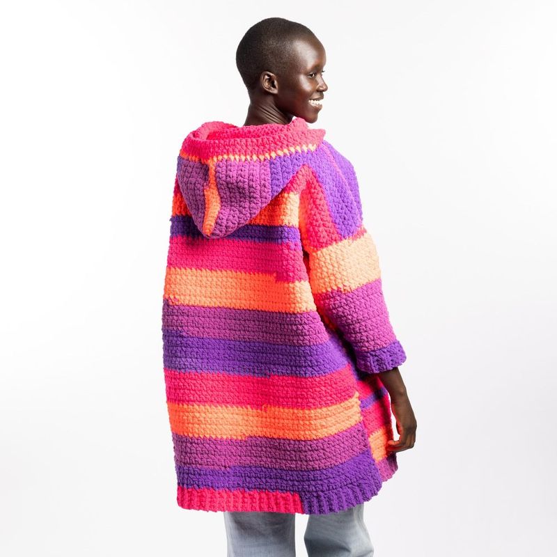 Supersized Stripy & Snug Hoodie free crochet pattern by Bernat