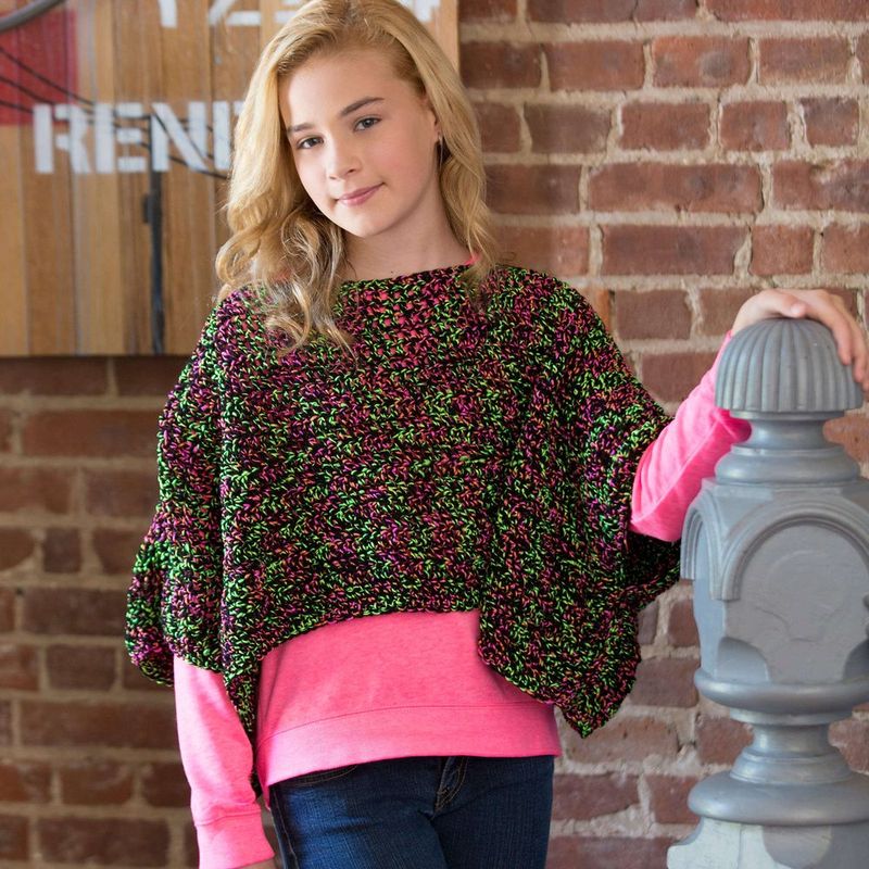 Set the Trend Poncho free crochet pattern by Red Heart