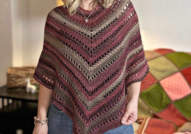 Simple Eyelet Poncho free crochet pattern by Breann