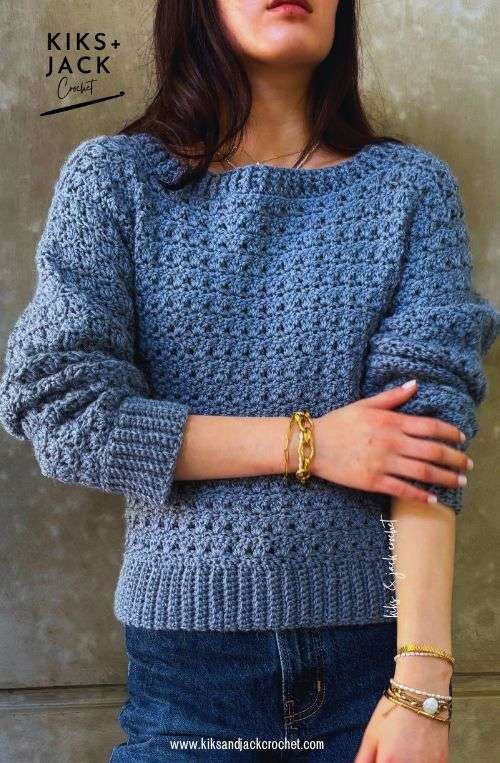 Double Bay Simple Crochet Sweater free crochet pattern by Kiks + Jack Crochet