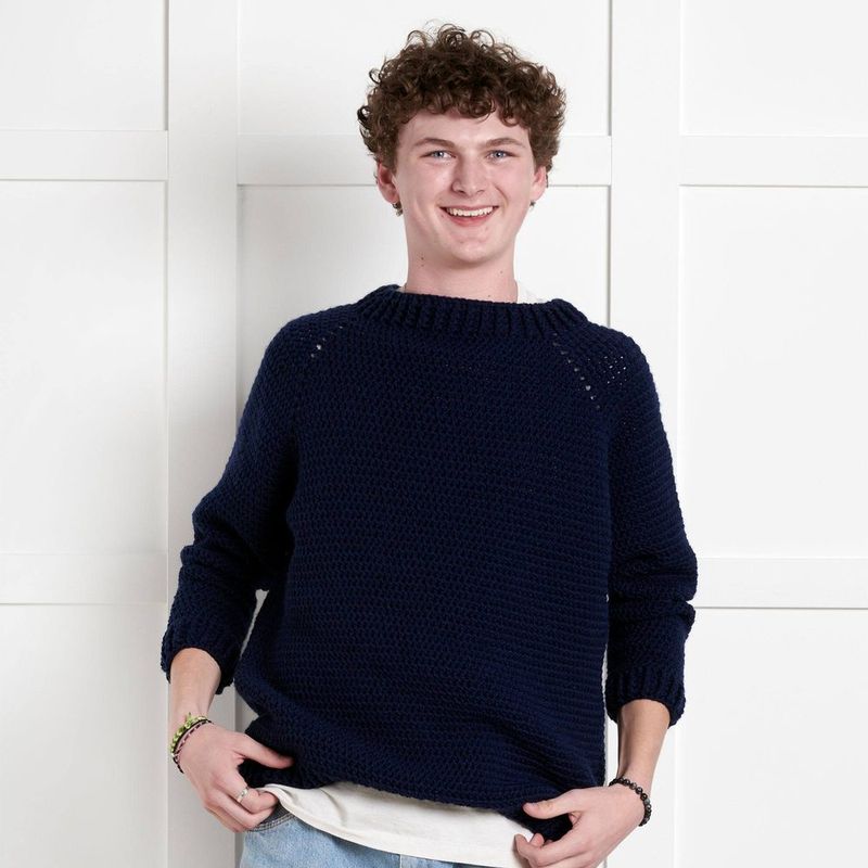 Beginner Down & Around Pullover free crochet pattern by Bernat