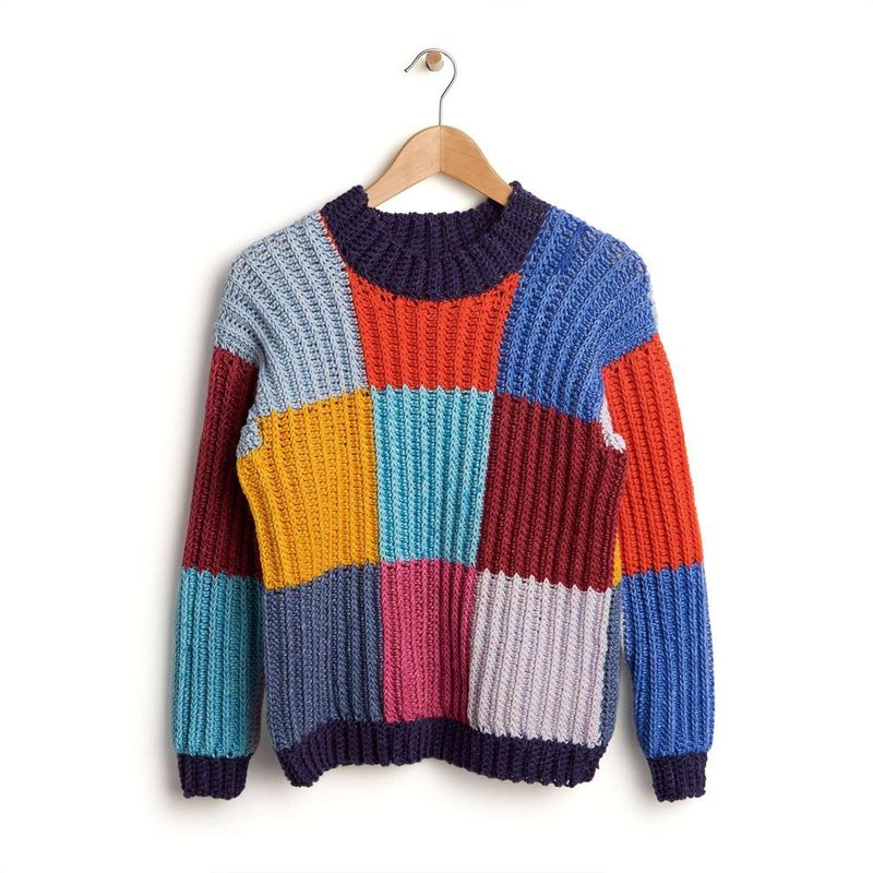 Boxy Checks Crochet Sweater free crochet pattern by Caron