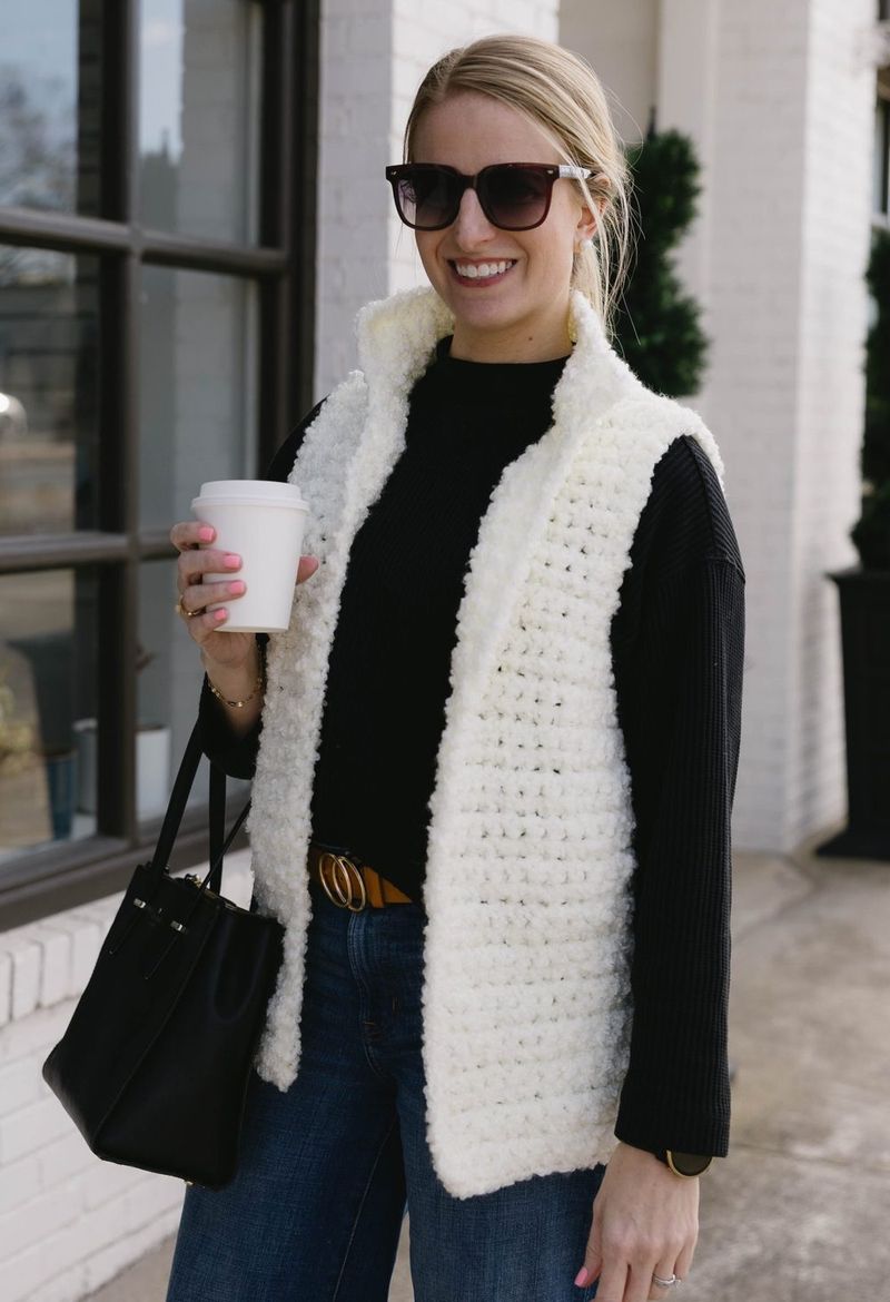 Cozy Collared Vest free crochet pattern by Rachel Alford