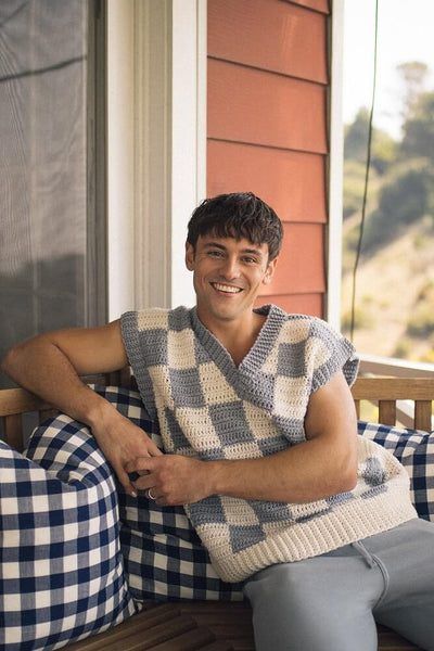 Checkered Vest free crochet pattern by Lion Brand Yarn