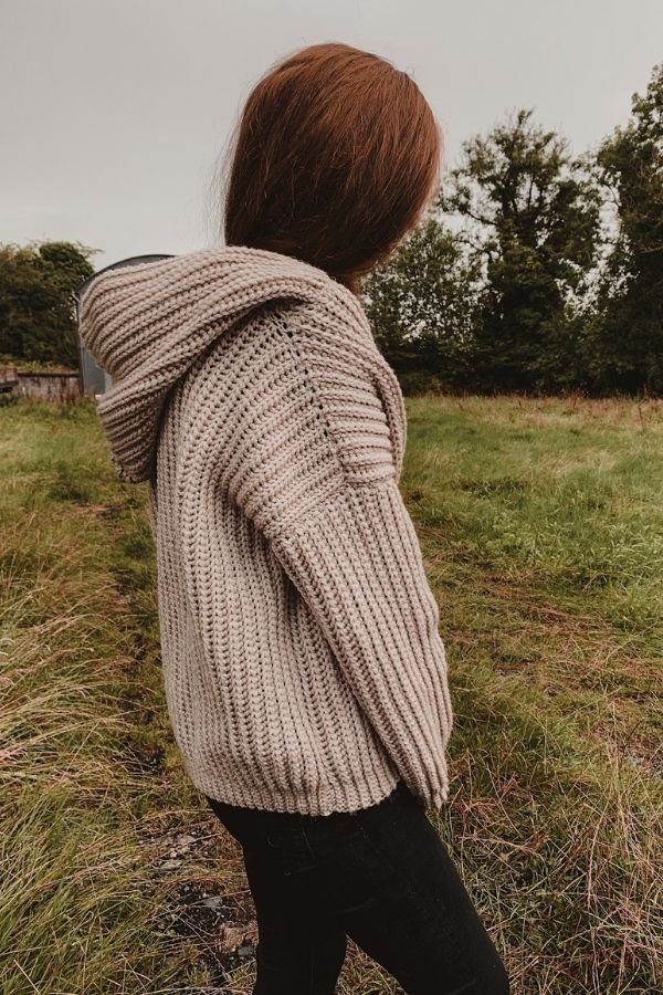 Crochet Oversized Hood Cardigan by Crochet with Carrie free crochet pattern by Carrie