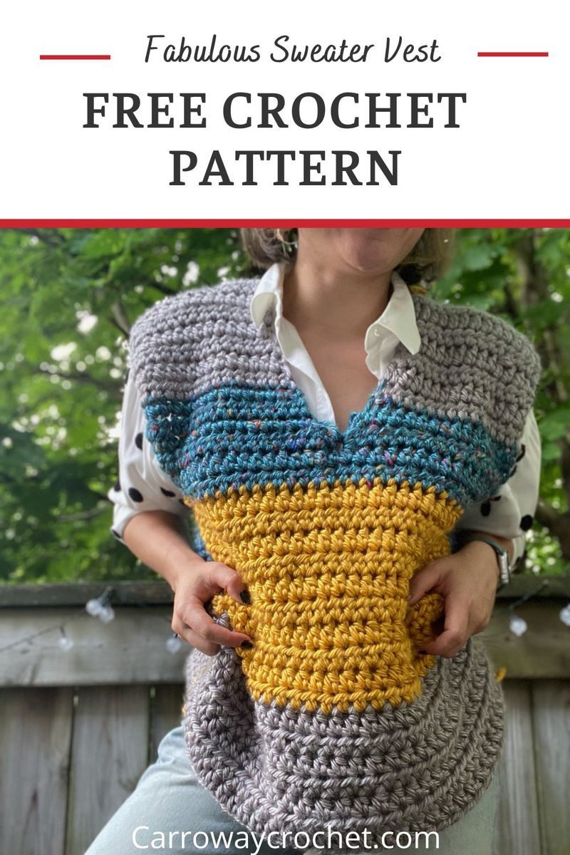 The Fabulous Chunky Sweater Vest free crochet pattern by Pam Carr