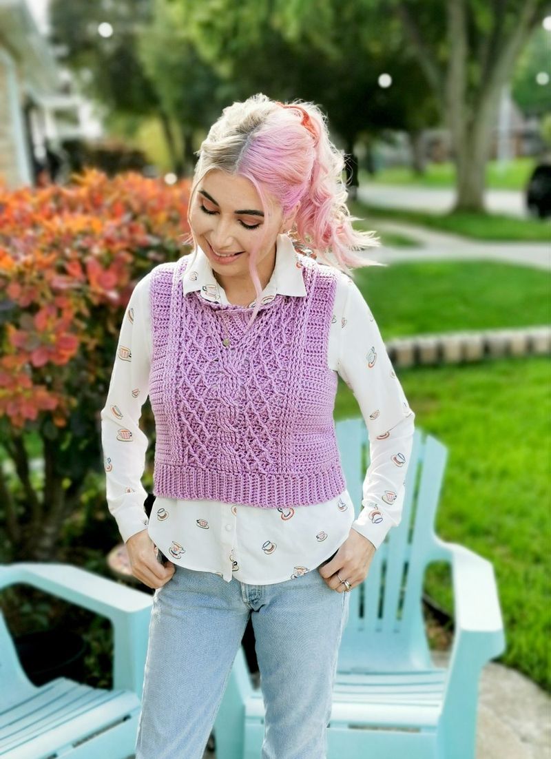 Alice Cabled Vest free crochet pattern by Coco Crochet Lee