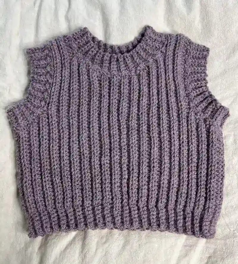Ribbed Crochet Sweater Vest free crochet pattern by Viv