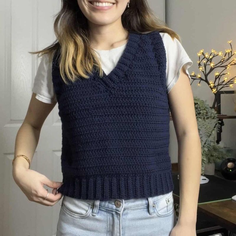 Crochet V-Neck Sweater Vest free crochet pattern by Viv