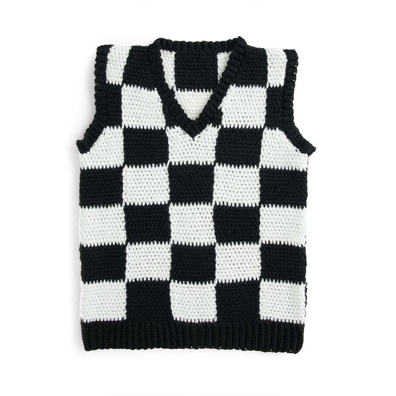 Chessboard Crochet Vest free crochet pattern by Caron