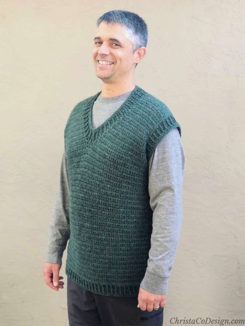 Alfonso Men's Vest free crochet pattern by Crystal Marin