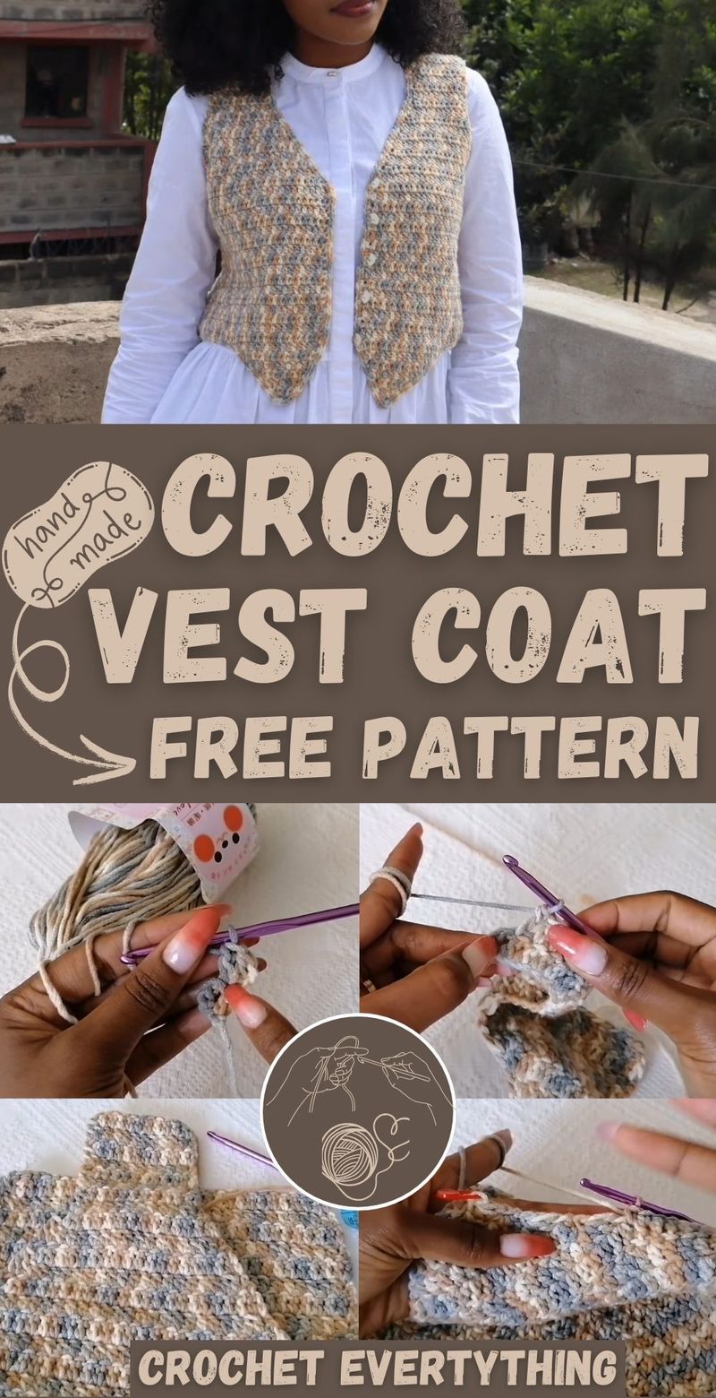Crochet Vest Coat for Men and Women free crochet pattern by Crochet Everything