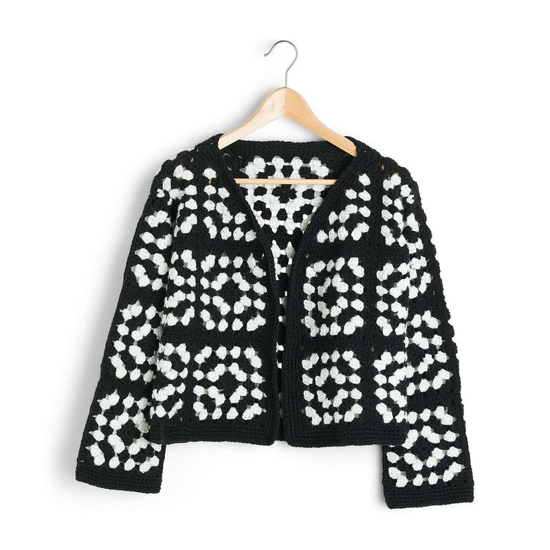 Two Color Granny Square Jacket free crochet pattern by Red Heart