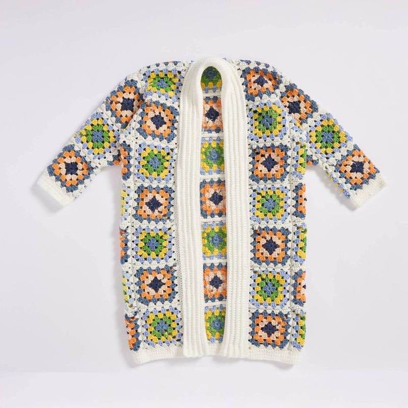 Granny Square Coatigan free crochet pattern by Red Heart