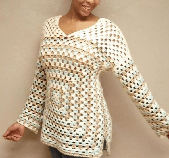 Crochet Granny Sweater Pattern for Beginners free crochet pattern by Alysha Littlejohn