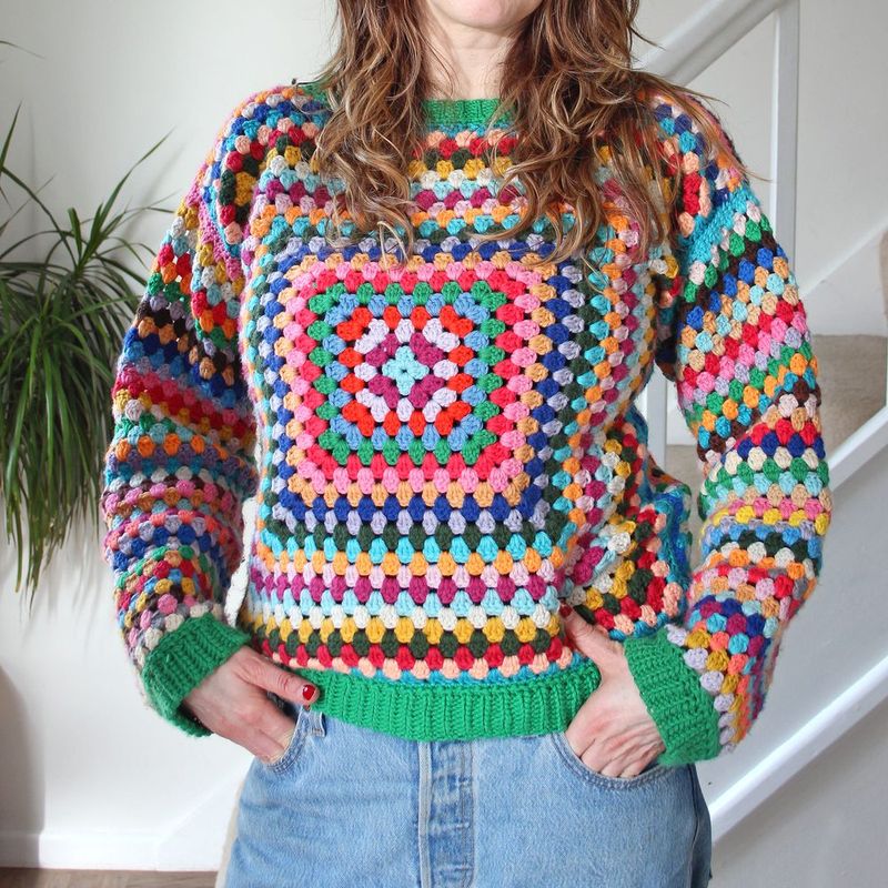 Granny Square Sweater by Zeens and Roger free crochet pattern by Zeens and Roger