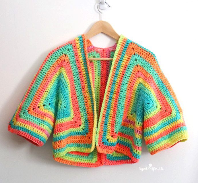 Retro Stripe Hexagon Cardigan free crochet pattern by Sarah Zimmerman