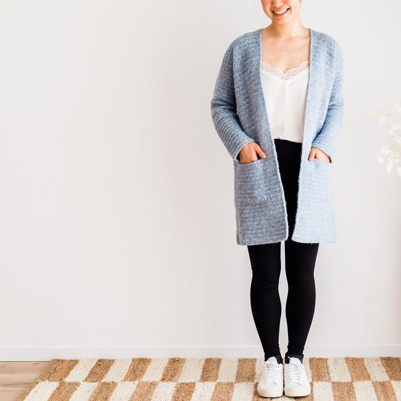 Stonewash Pocket Coatigan free crochet pattern by Grace