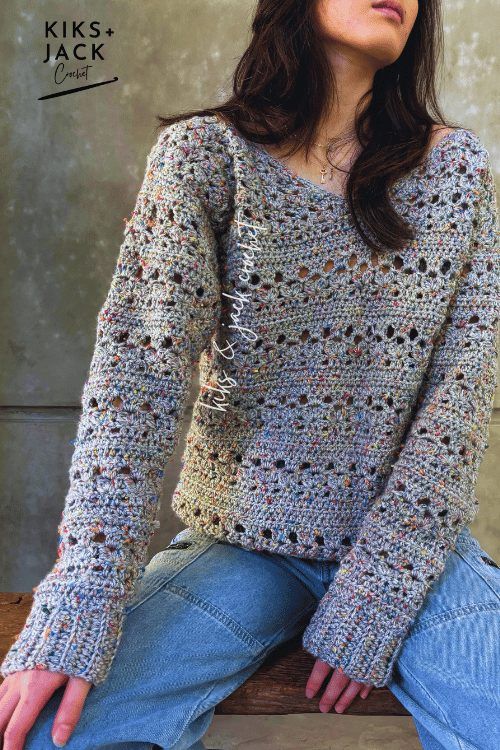 Oversized Tweed Easy Chunky Sweater free crochet pattern by Kiks + Jack Crochet