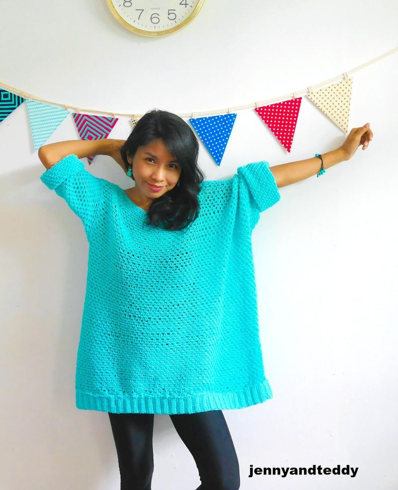 Oversized Knit-Look Crochet Sweater free crochet pattern by Jenny & Teddy