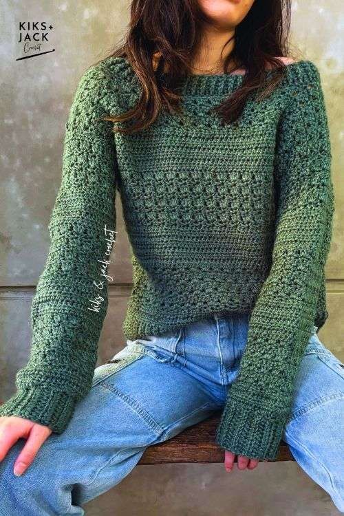 The Lola Easy Oversized Pullover free crochet pattern by Kiks + Jack Crochet