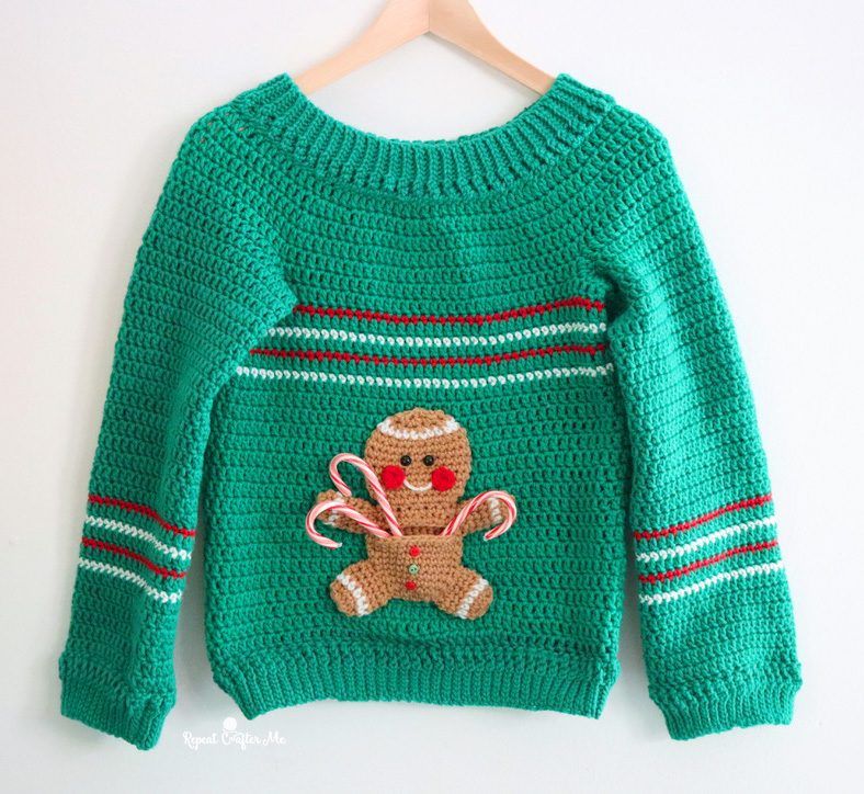 Crochet Christmas Ugly Sweater by Repeat Crafter Me free crochet pattern by Sarah