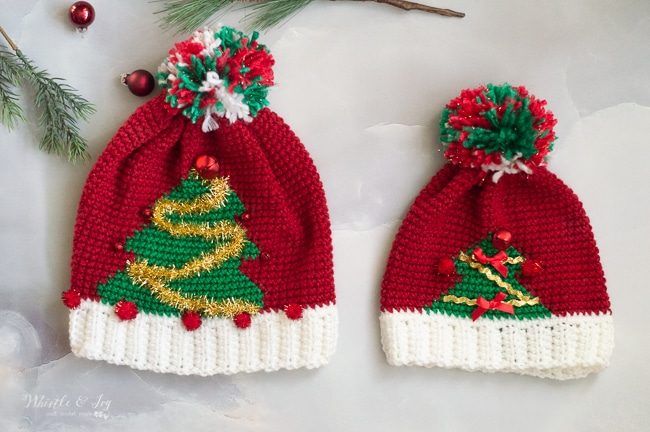 Crochet Ugly Christmas Hat by Whistle & Ivy free crochet pattern by Whistle & Ivy